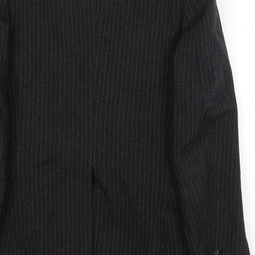 FMT Mens Black Striped Wool Jacket Suit Jacket Size 40 Regular