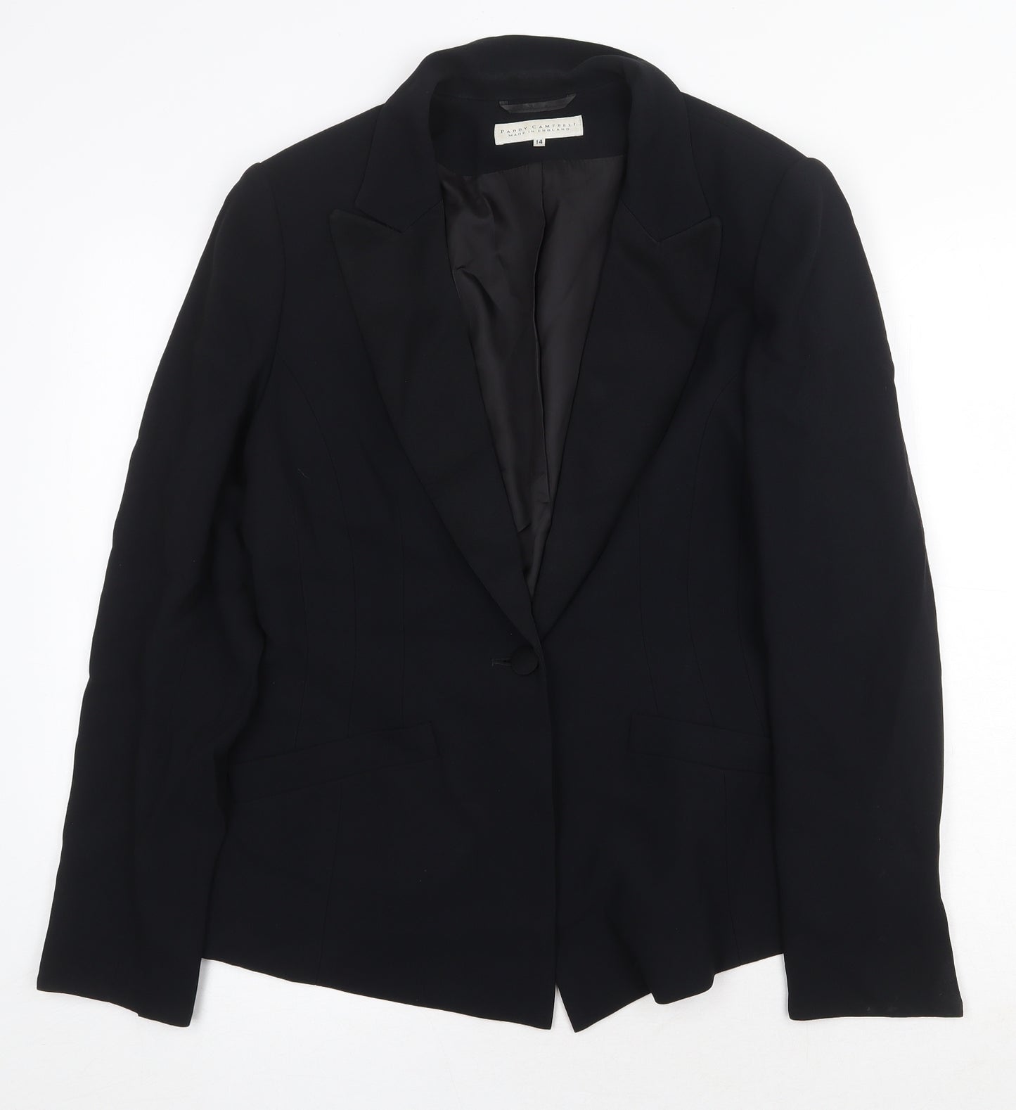 Paddy Campbell Womens Black Jacket Blazer Size 14 Button