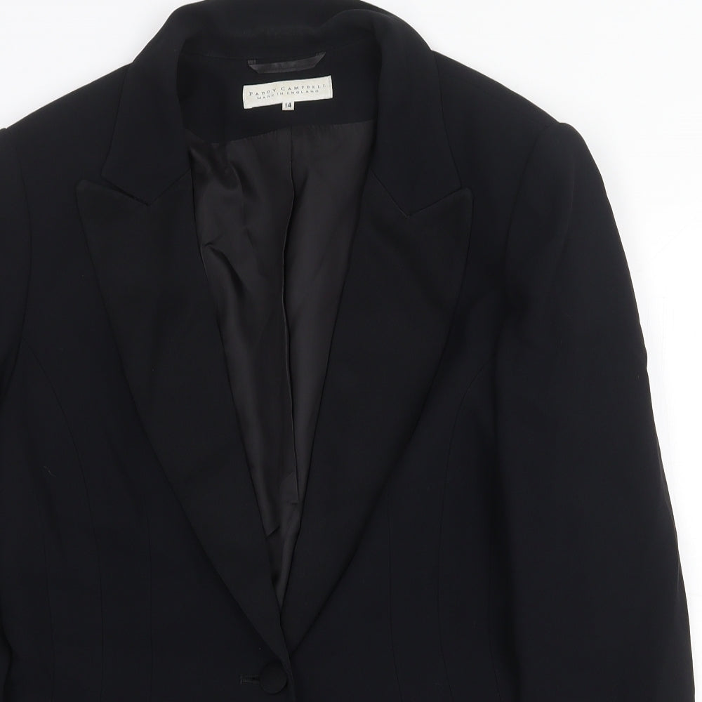 Paddy Campbell Womens Black Jacket Blazer Size 14 Button
