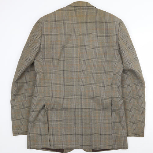 Dunn & Co Mens Brown Plaid Polyester Jacket Suit Jacket Size 40 Regular