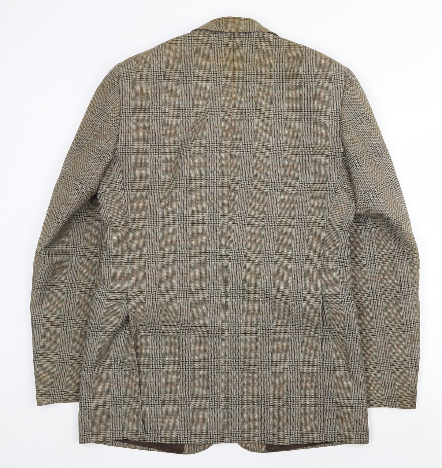 Dunn & Co Mens Brown Plaid Polyester Jacket Suit Jacket Size 40 Regular