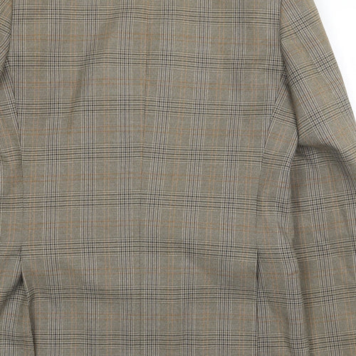 Dunn & Co Mens Brown Plaid Polyester Jacket Suit Jacket Size 40 Regular