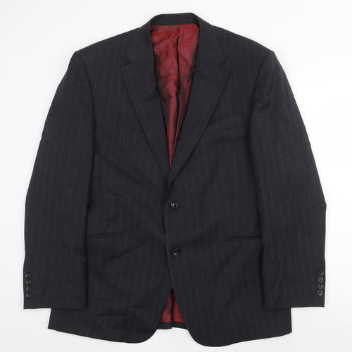 Marks and Spencer Mens Grey Striped Wool Jacket Suit Jacket Size 42 Regular