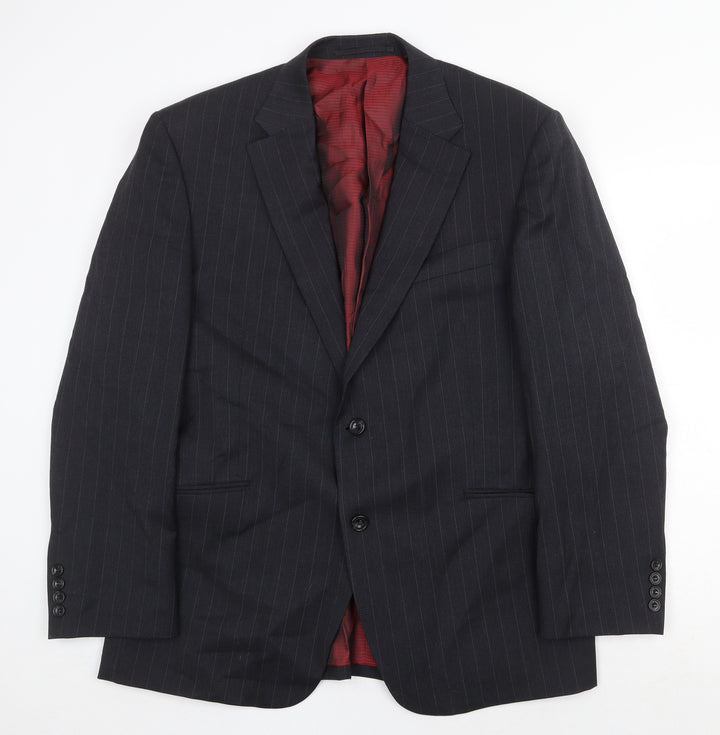 Marks and Spencer Mens Grey Striped Wool Jacket Suit Jacket Size 42 Regular