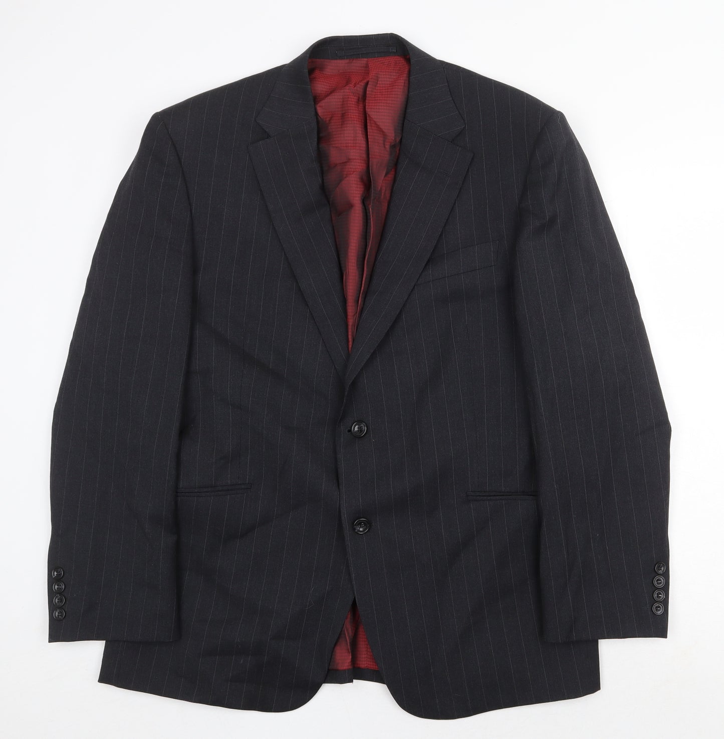 Marks and Spencer Mens Grey Striped Wool Jacket Suit Jacket Size 42 Regular