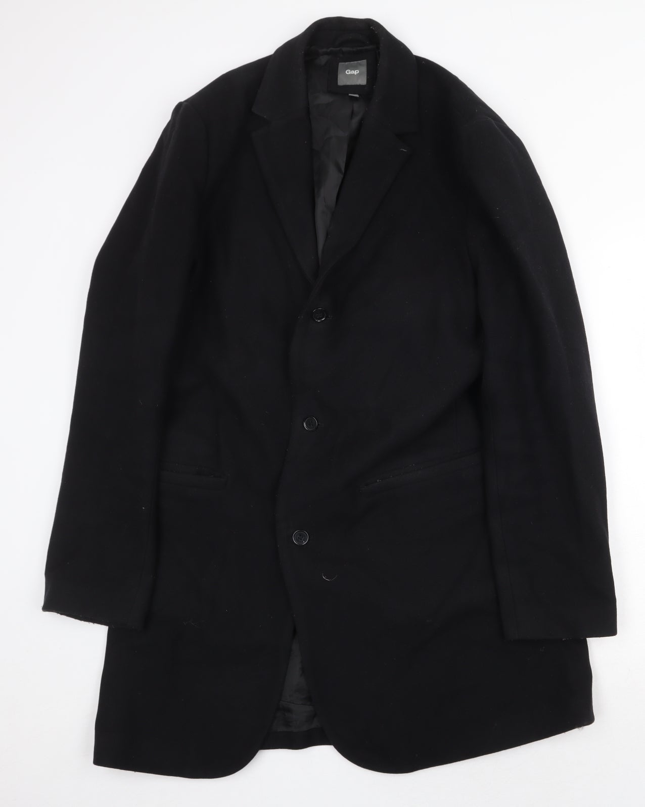 Gap Womens Black Overcoat Coat Size M Button