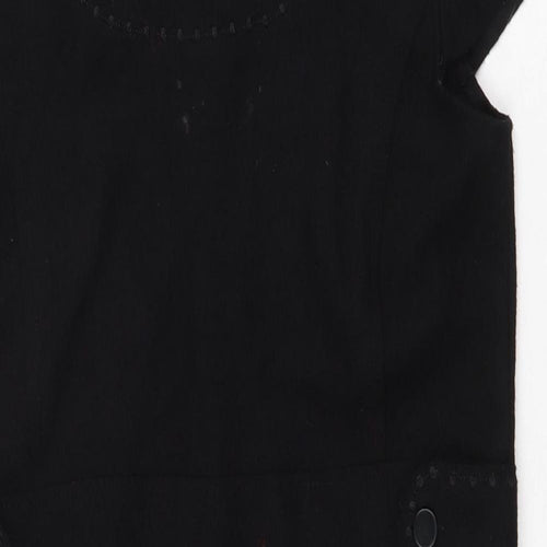 Fransa Womens Black Viscose A-Line Size L Round Neck Zip