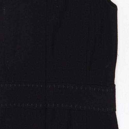Fransa Womens Black Viscose A-Line Size L Round Neck Zip