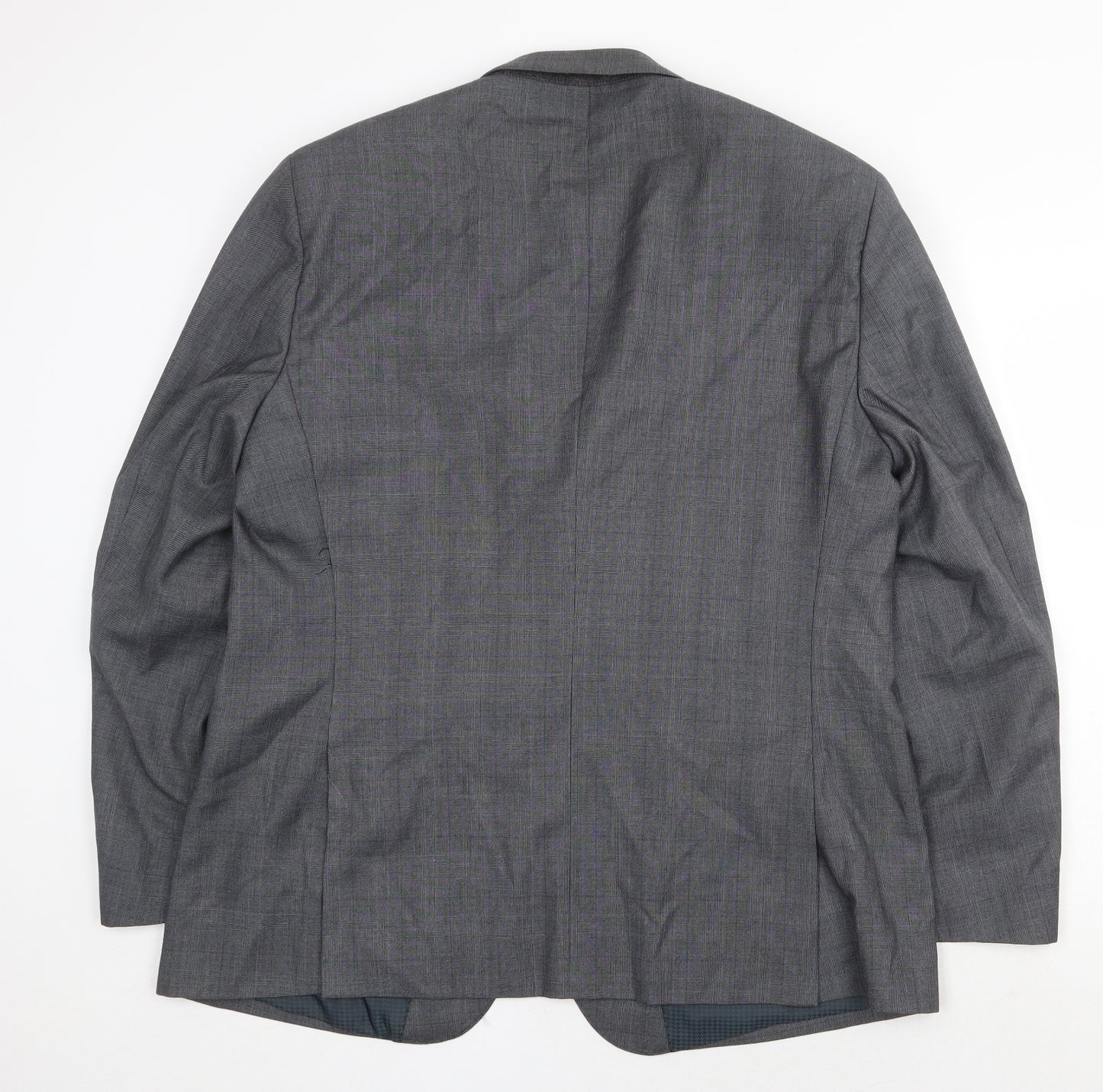 F&F Mens Grey Plaid Polyester Jacket Suit Jacket Size 46 Regular