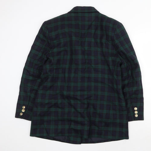 Marks and Spencer Womens Green Plaid Jacket Blazer Size 16 Button