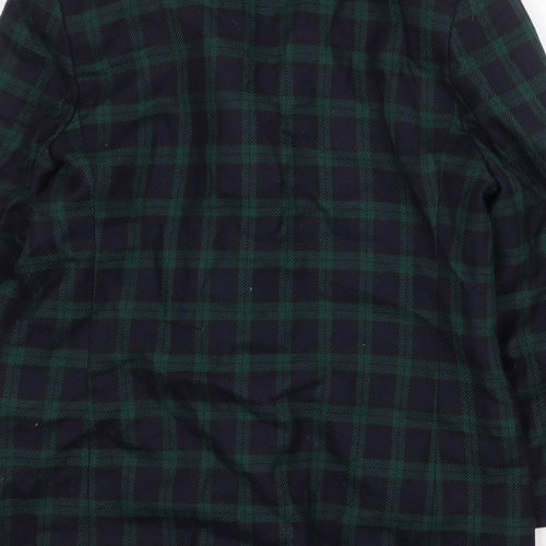 Marks and Spencer Womens Green Plaid Jacket Blazer Size 16 Button