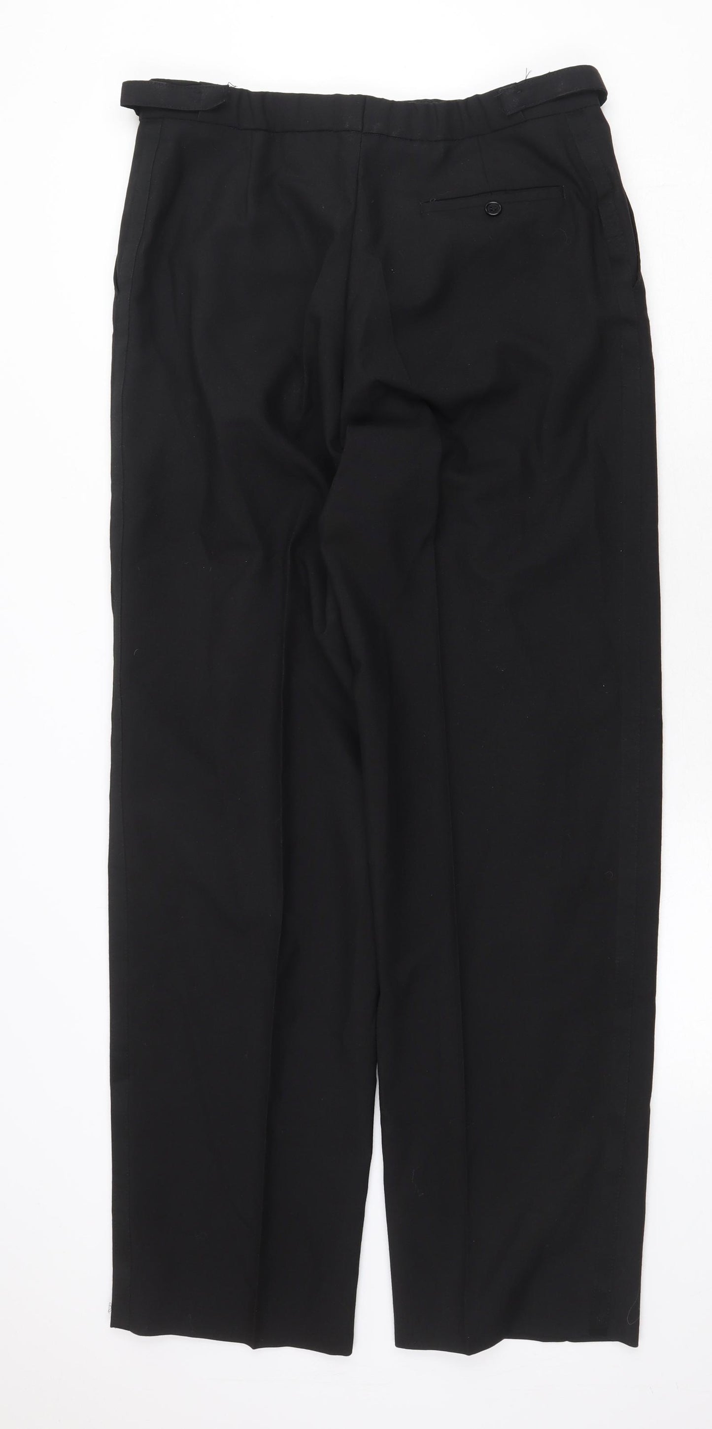 Marks and Spencer Mens Black Polyester Dress Pants Trousers Size 36 in Regular Zip