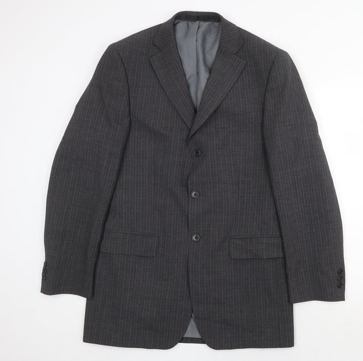 Marks and Spencer Mens Gold Striped Polyester Jacket Suit Jacket Size 40 Regular