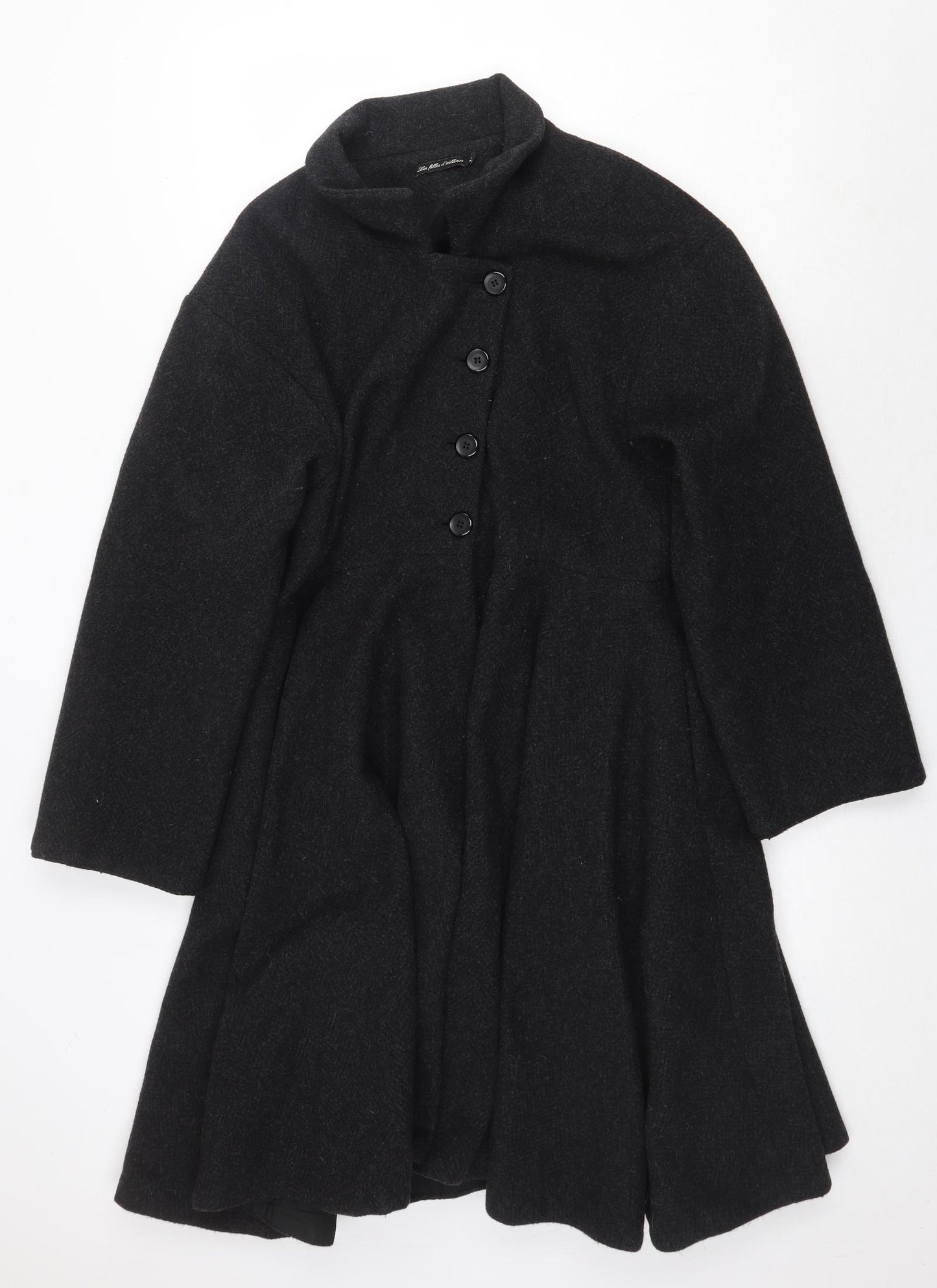 Preworn Womens Grey Overcoat Coat Size L Button