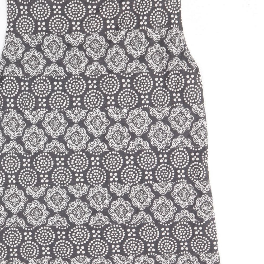 Laura Ashley Womens Grey Geometric 100% Cotton Basic Tank Size 12 Scoop Neck