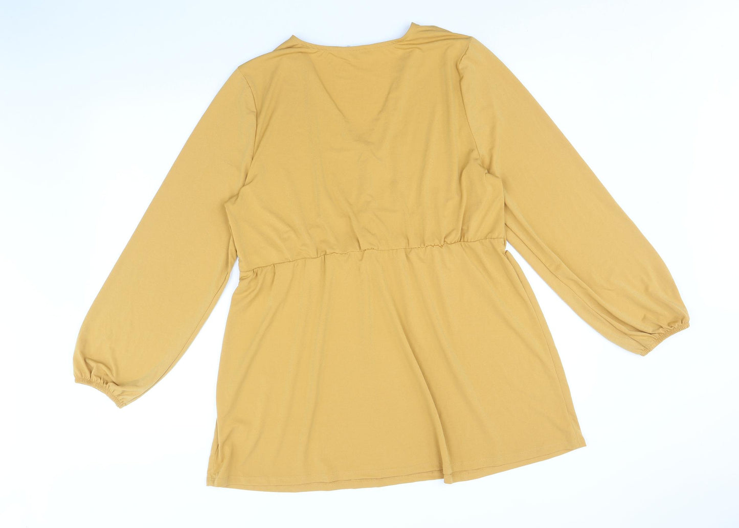 Ellos Womens Yellow Polyester Tunic Blouse Size 16 V-Neck - Peplum