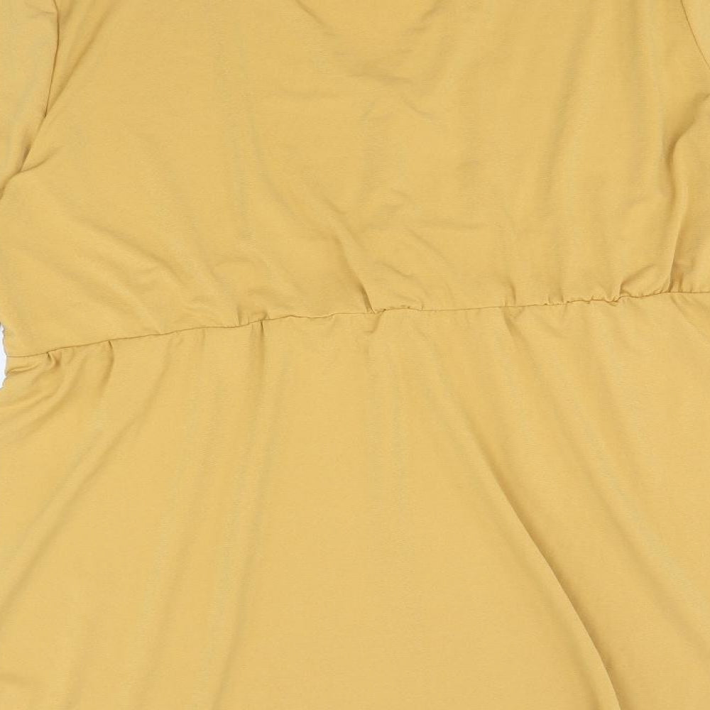 Ellos Womens Yellow Polyester Tunic Blouse Size 16 V-Neck - Peplum