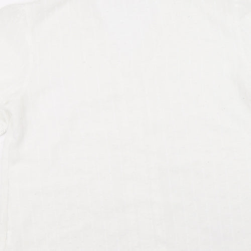 Preworn Womens White Polyester Basic T-Shirt Size M V-Neck - Lace Trim