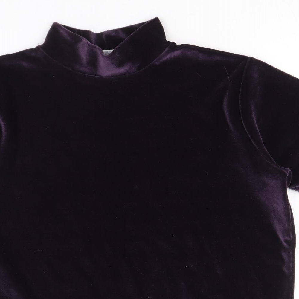 Reed Hunter Womens Purple Polyester Basic T-Shirt Size M High Neck