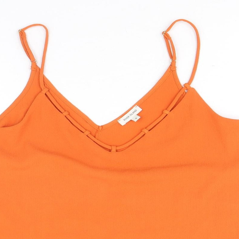 River Island Womens Orange Polyester Camisole Tank Size 6 V-Neck
