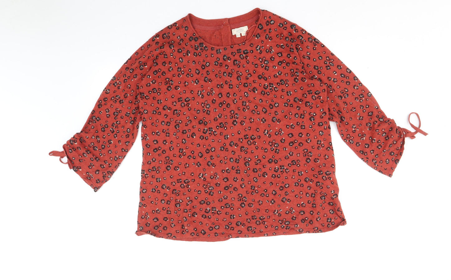 Fat Face Womens Red Round Neck Floral 100% Cotton Pullover Jumper Size 12