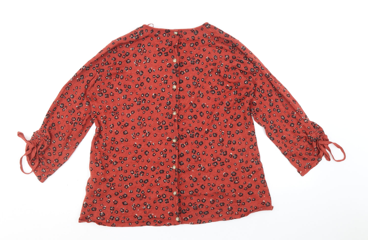 Fat Face Womens Red Round Neck Floral 100% Cotton Pullover Jumper Size 12