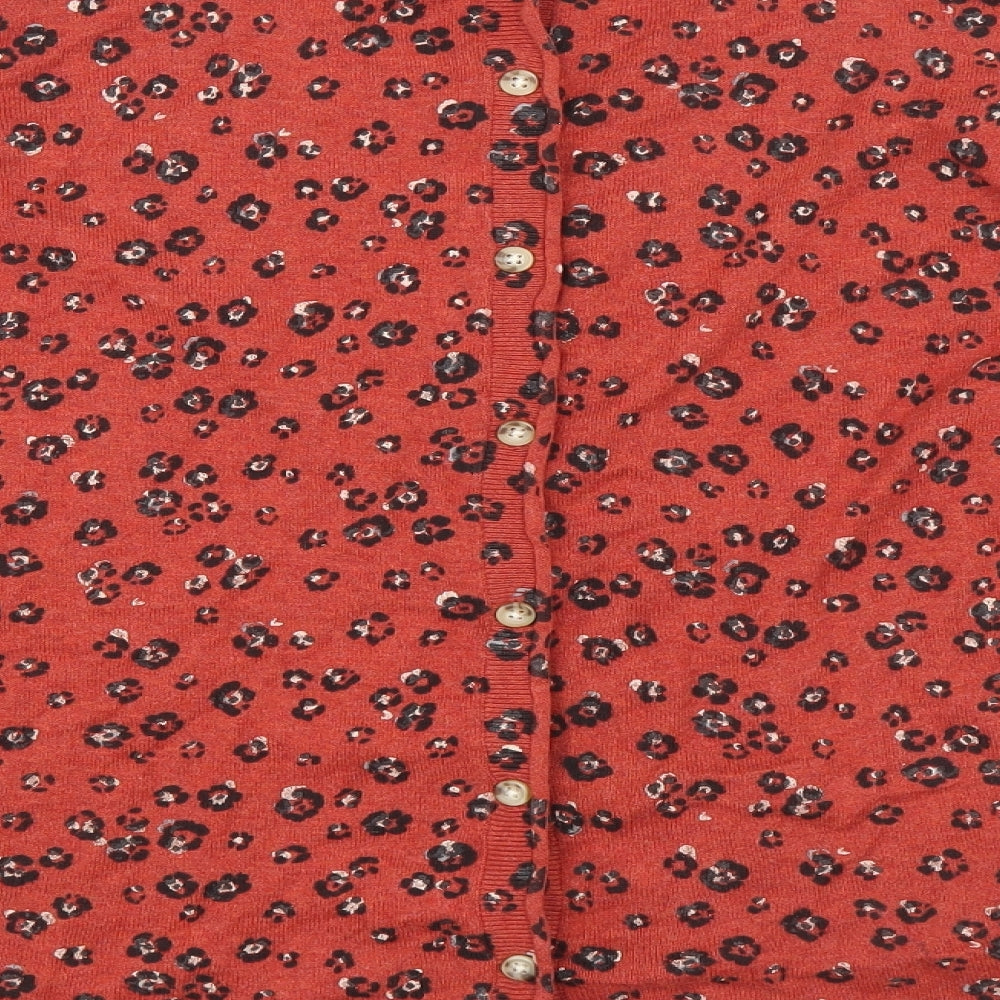 Fat Face Womens Red Round Neck Floral 100% Cotton Pullover Jumper Size 12