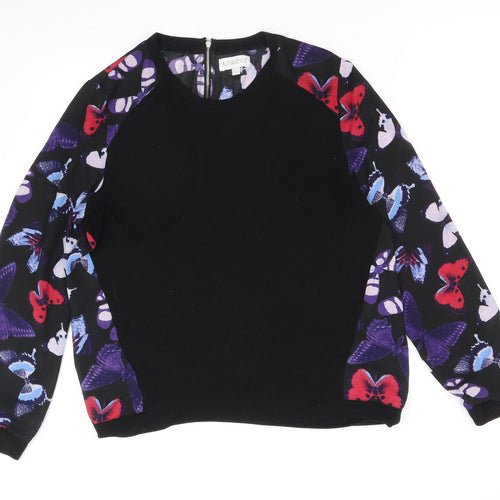 Apricot Womens Black Round Neck Geometric Polyester Pullover Jumper Size 12 - Butterfly Pattern