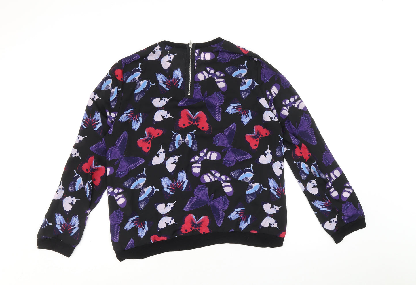 Apricot Womens Black Round Neck Geometric Polyester Pullover Jumper Size 12 - Butterfly Pattern