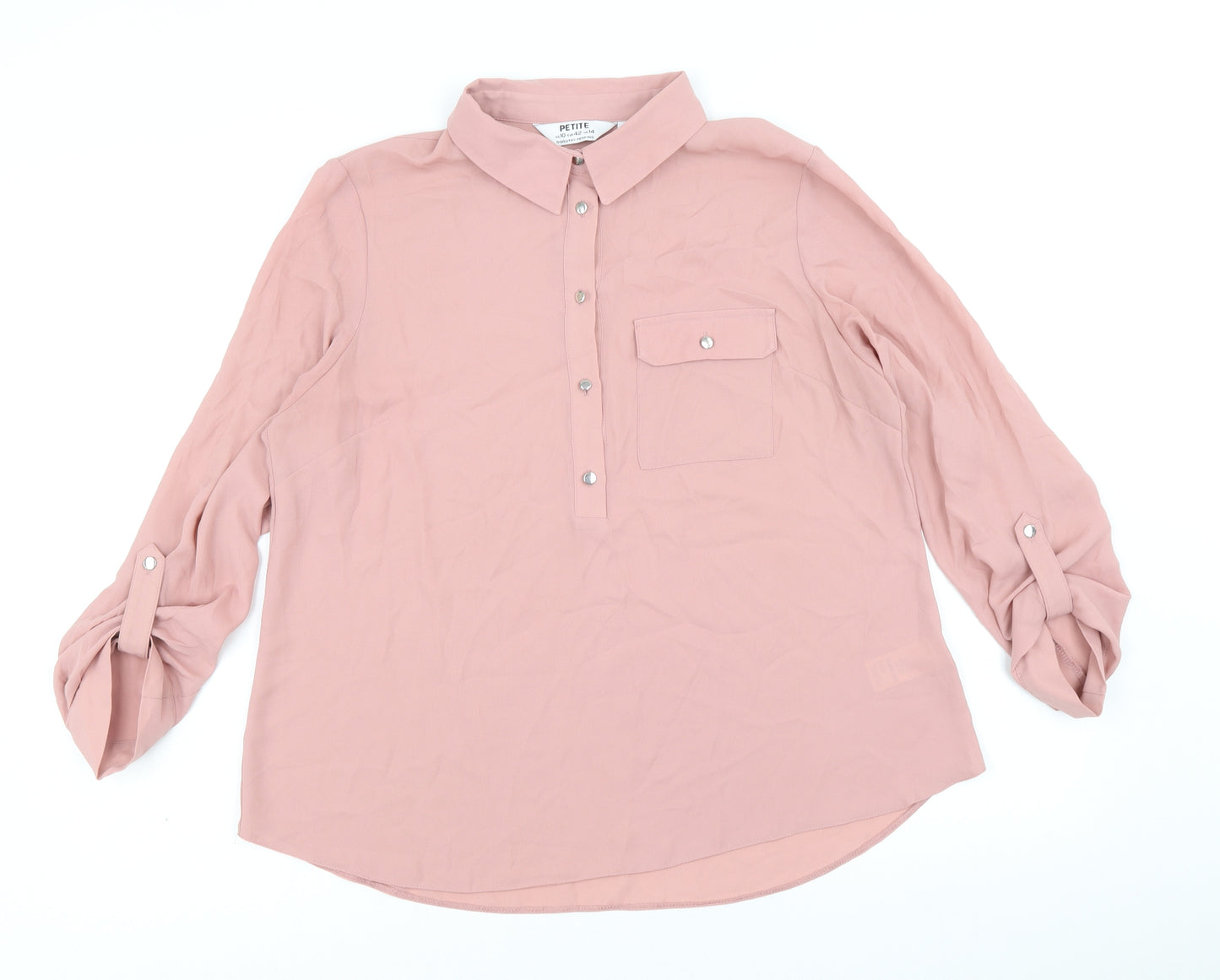 Dorothy Perkins Womens Pink Polyester Basic Blouse Size XS Collared