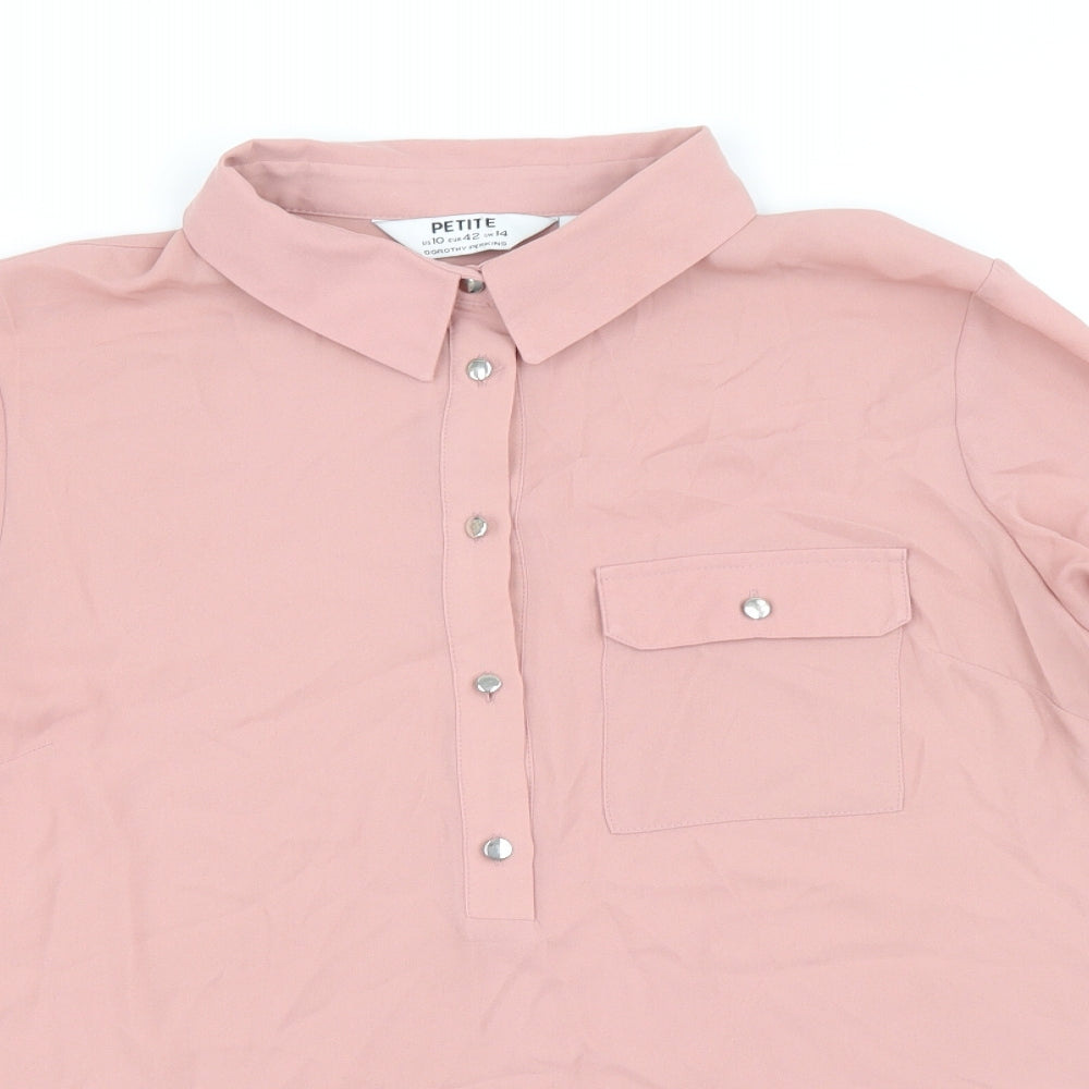 Dorothy Perkins Womens Pink Polyester Basic Blouse Size XS Collared