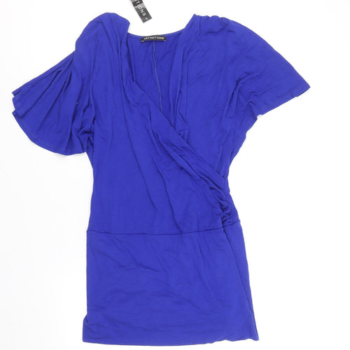 Definitions Womens Blue Viscose A-Line Size 12 V-Neck Pullover