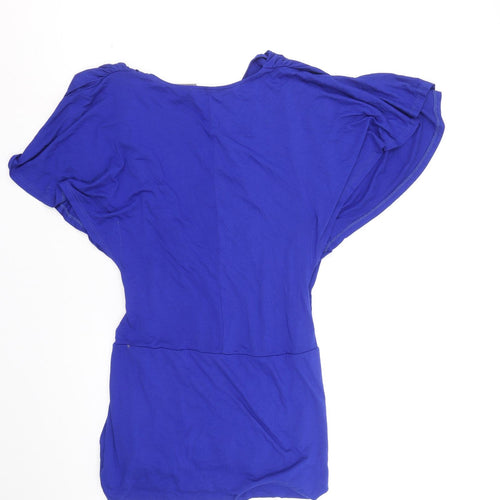 Definitions Womens Blue Viscose A-Line Size 12 V-Neck Pullover