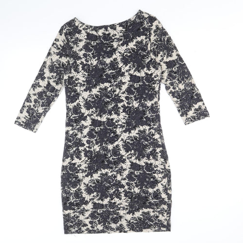 Phase Eight Womens Grey Floral Viscose A-Line Size 10 Round Neck Pullover