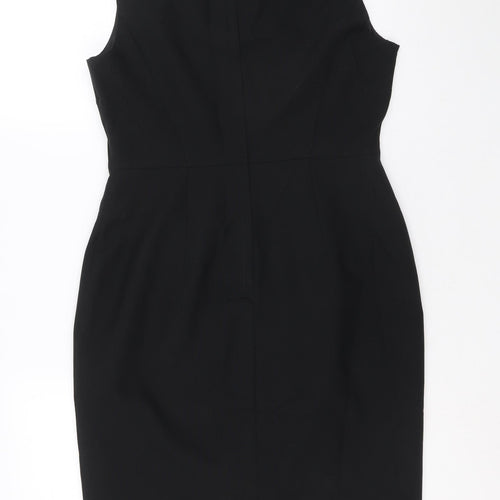 Dorothy Perkins Womens Black Polyester A-Line Size 12 V-Neck Zip