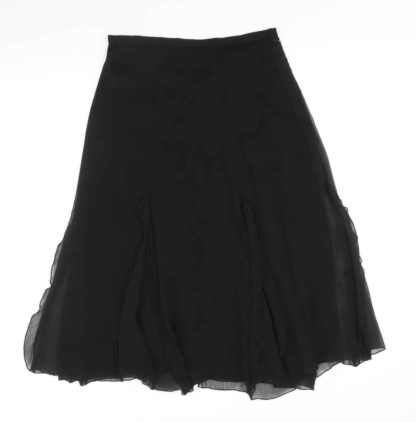 Marks and Spencer Womens Black Polyester Swing Skirt Size 10 Zip