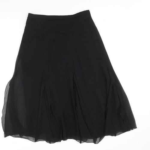 Marks and Spencer Womens Black Polyester Swing Skirt Size 10 Zip