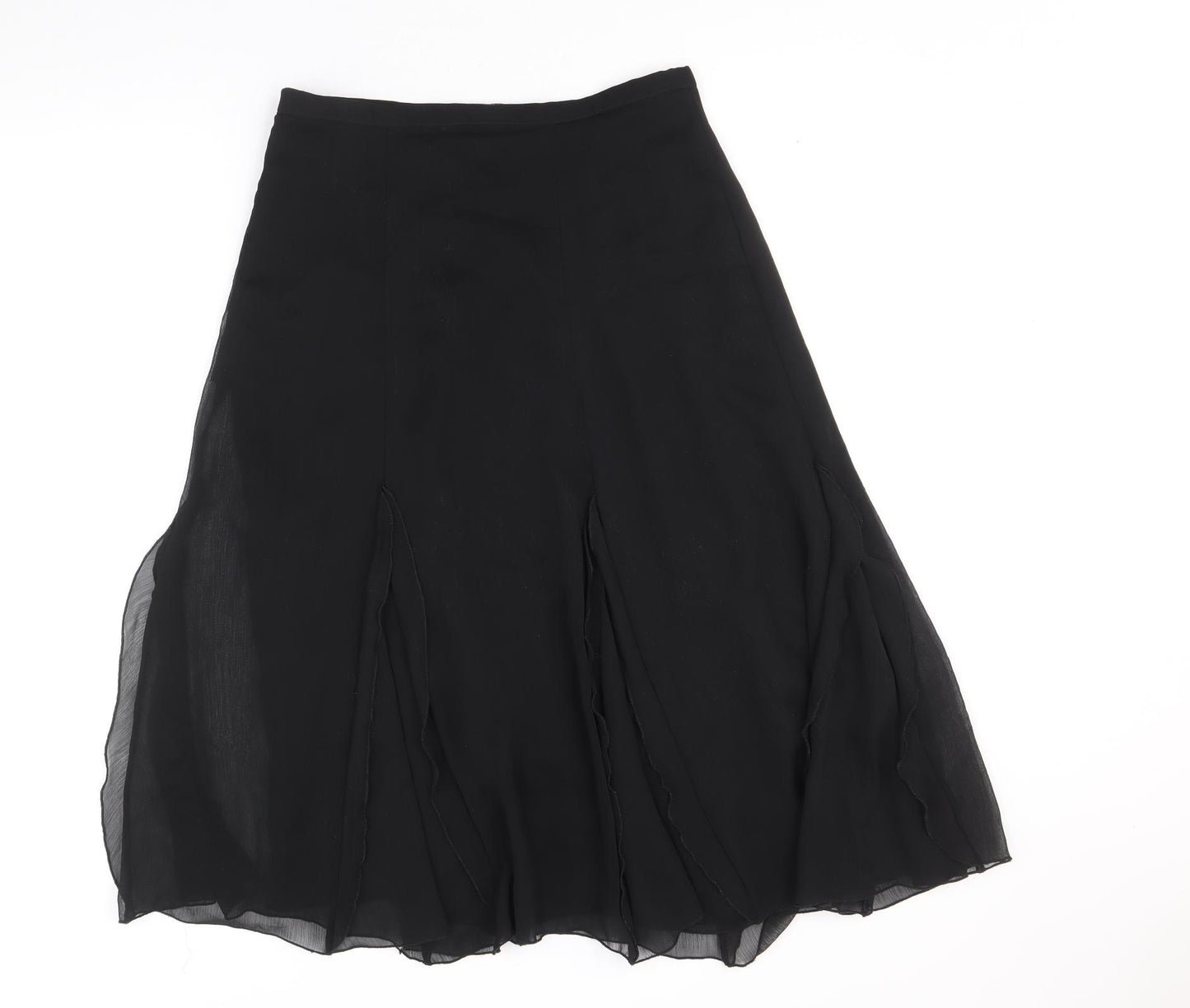 Marks and Spencer Womens Black Polyester Swing Skirt Size 10 Zip