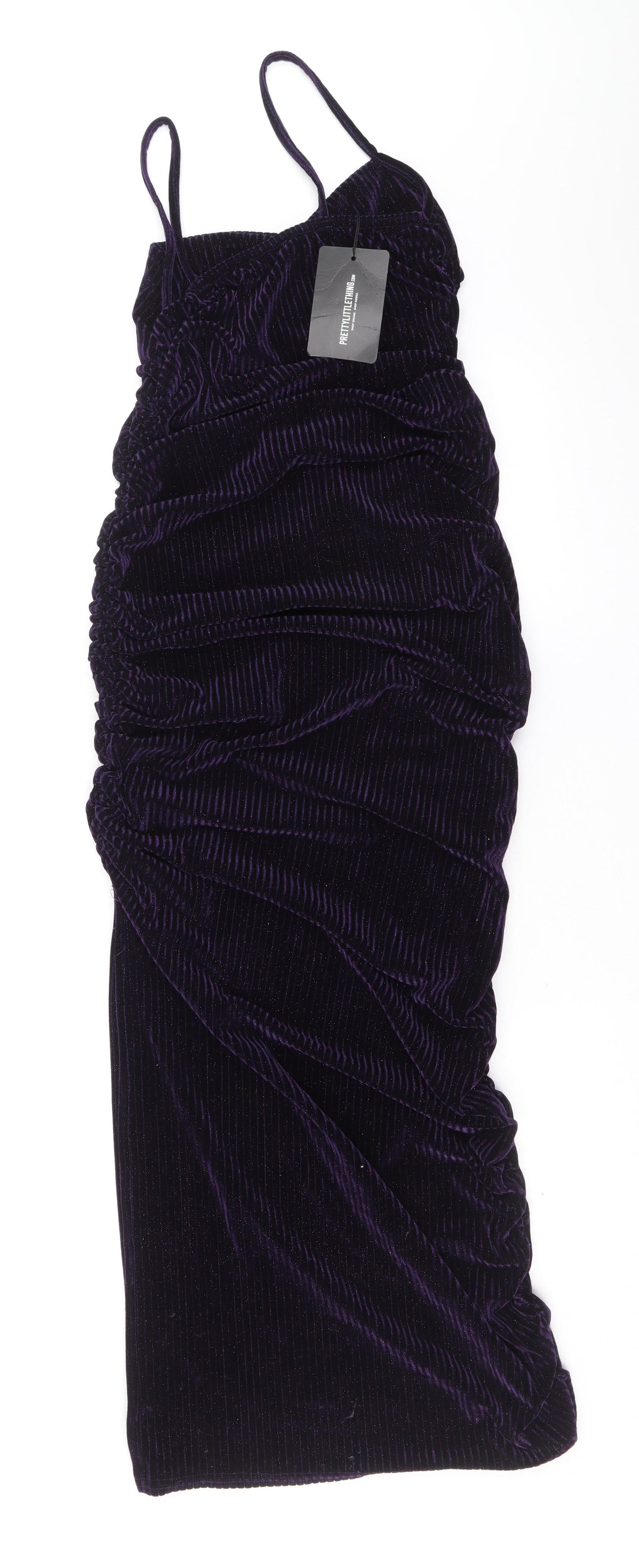 PRETTYLITTLETHING Womens Purple Polyester Bodycon Size 12 Square Neck Pullover