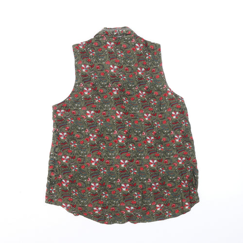 CTF Womens Green Floral Polyester Basic Tank Size L V-Neck