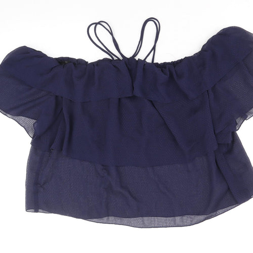 H&M Womens Blue Polyester Cropped Blouse Size 16 Off the Shoulder - Bardot