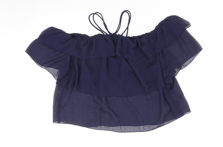H&M Womens Blue Polyester Cropped Blouse Size 16 Off the Shoulder - Bardot