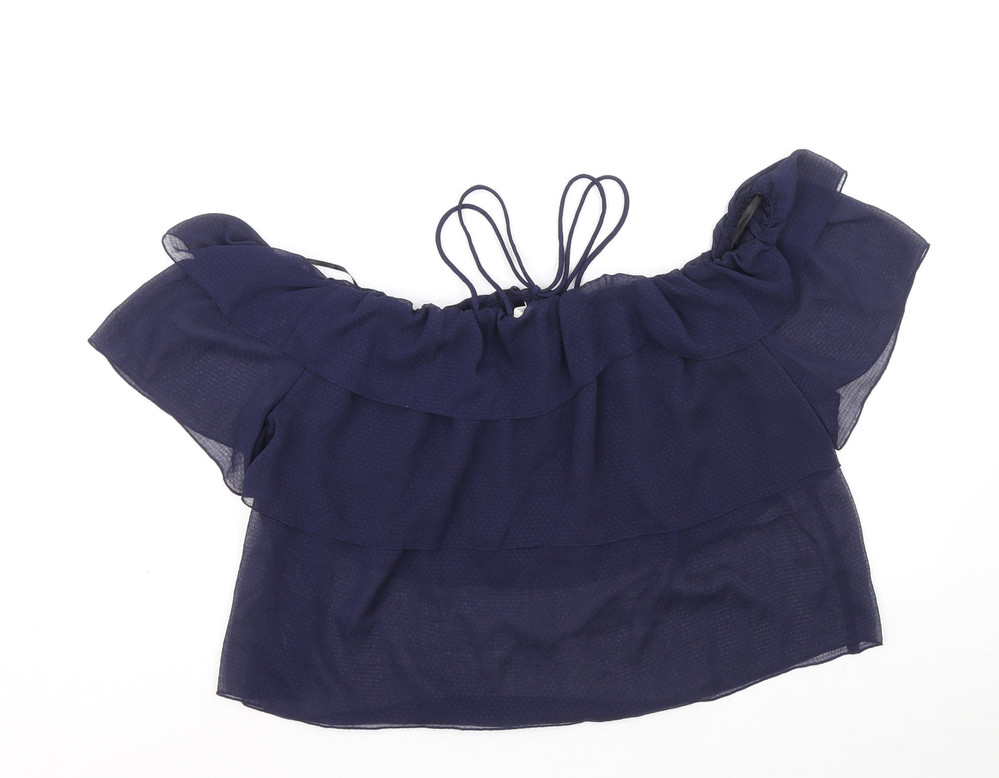 H&M Womens Blue Polyester Cropped Blouse Size 16 Off the Shoulder - Bardot