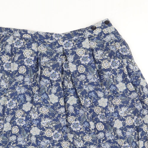 Country Collection Womens Blue Floral Polyester Swing Skirt Size 16 Button