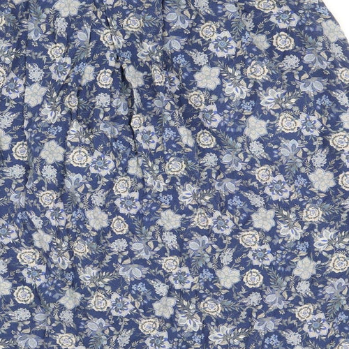 Country Collection Womens Blue Floral Polyester Swing Skirt Size 16 Button
