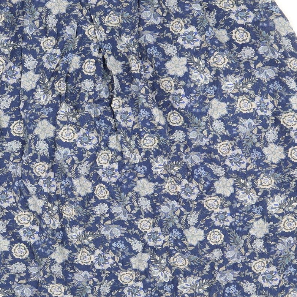 Country Collection Womens Blue Floral Polyester Swing Skirt Size 16 Button
