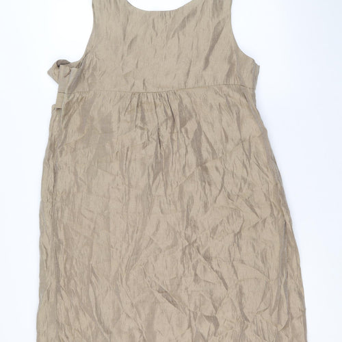 Et Vous Womens Gold Viscose A-Line Size 16 Round Neck Zip