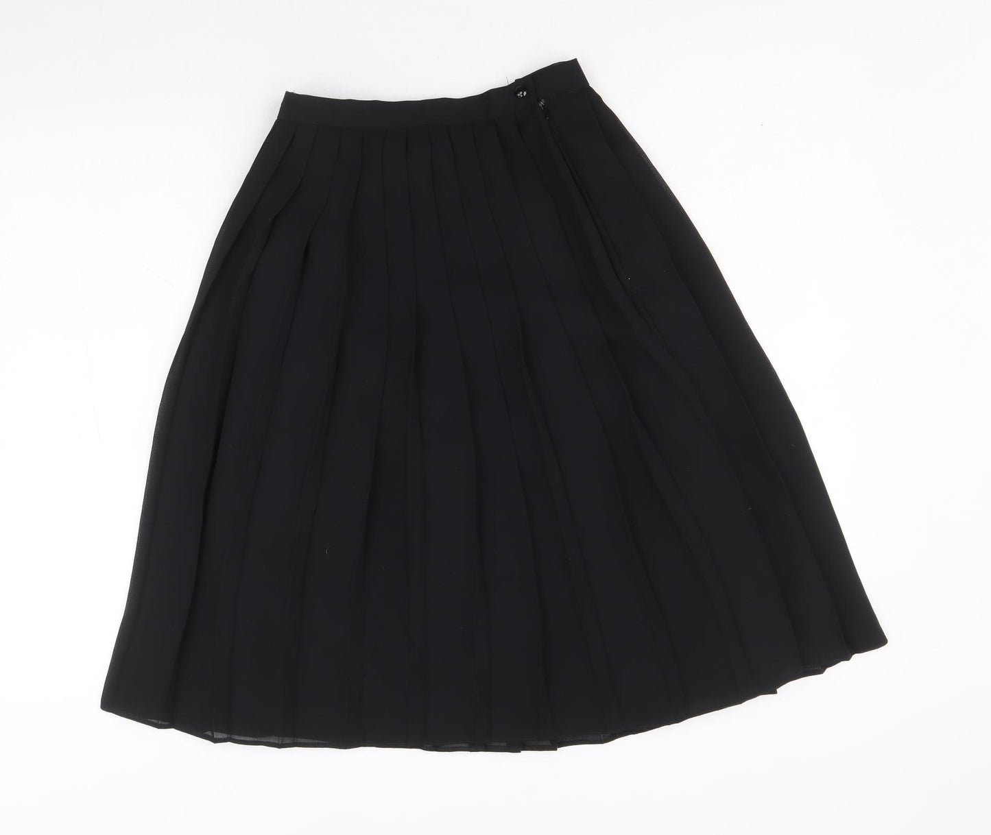 Preworn Womens Black Polyester Pleated Skirt Size 10 Zip