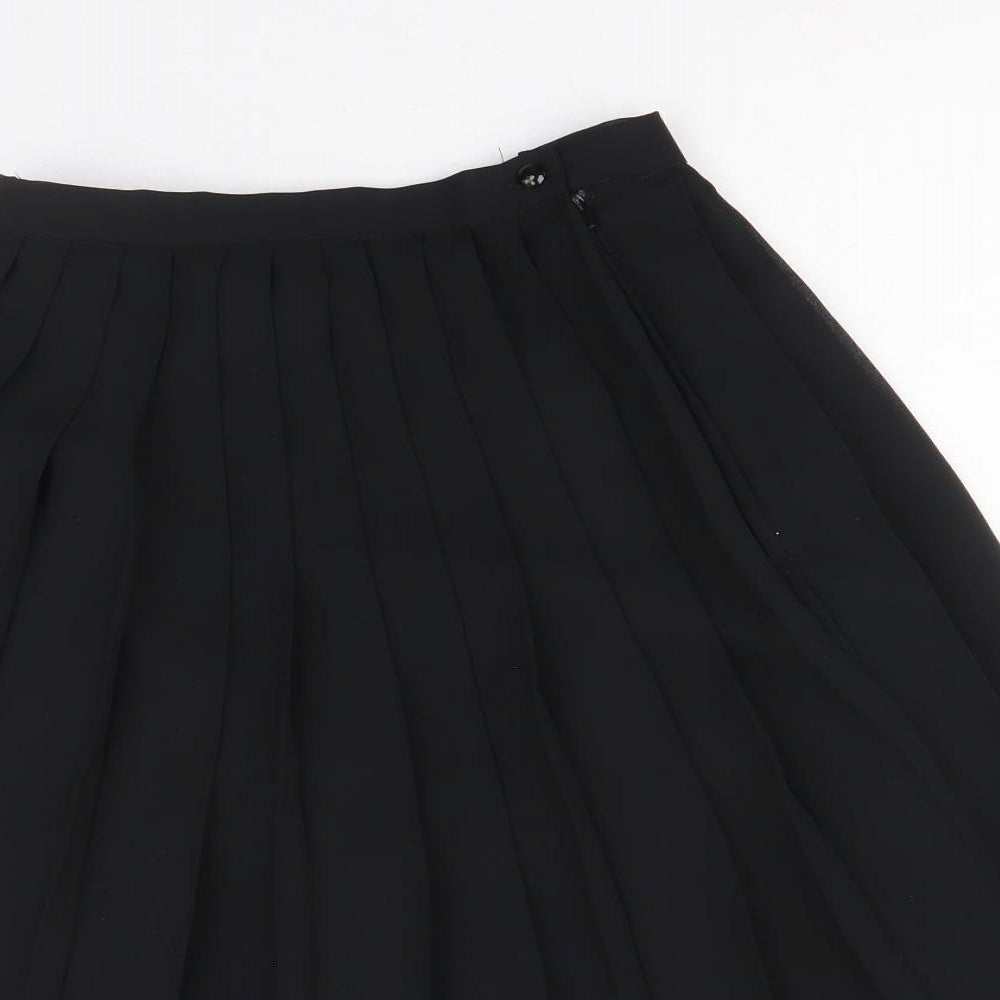 Preworn Womens Black Polyester Pleated Skirt Size 10 Zip