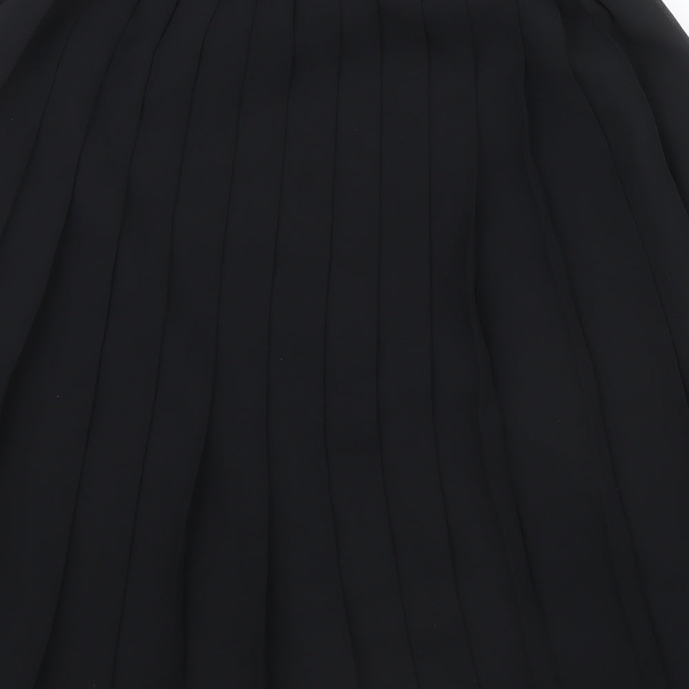 Preworn Womens Black Polyester Pleated Skirt Size 10 Zip